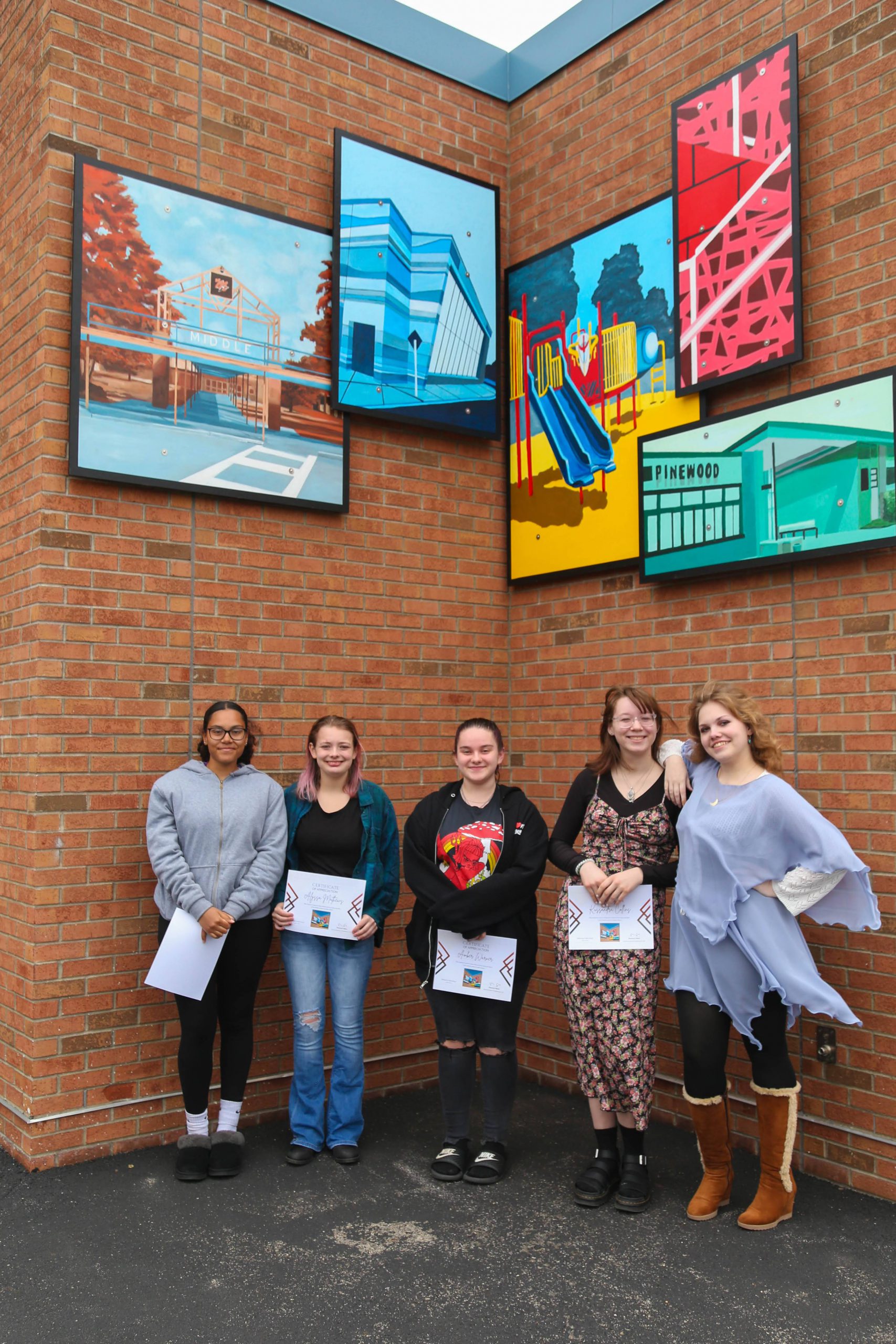 Mural unveiling outside the Mohonasen High School gallery Mohonasen