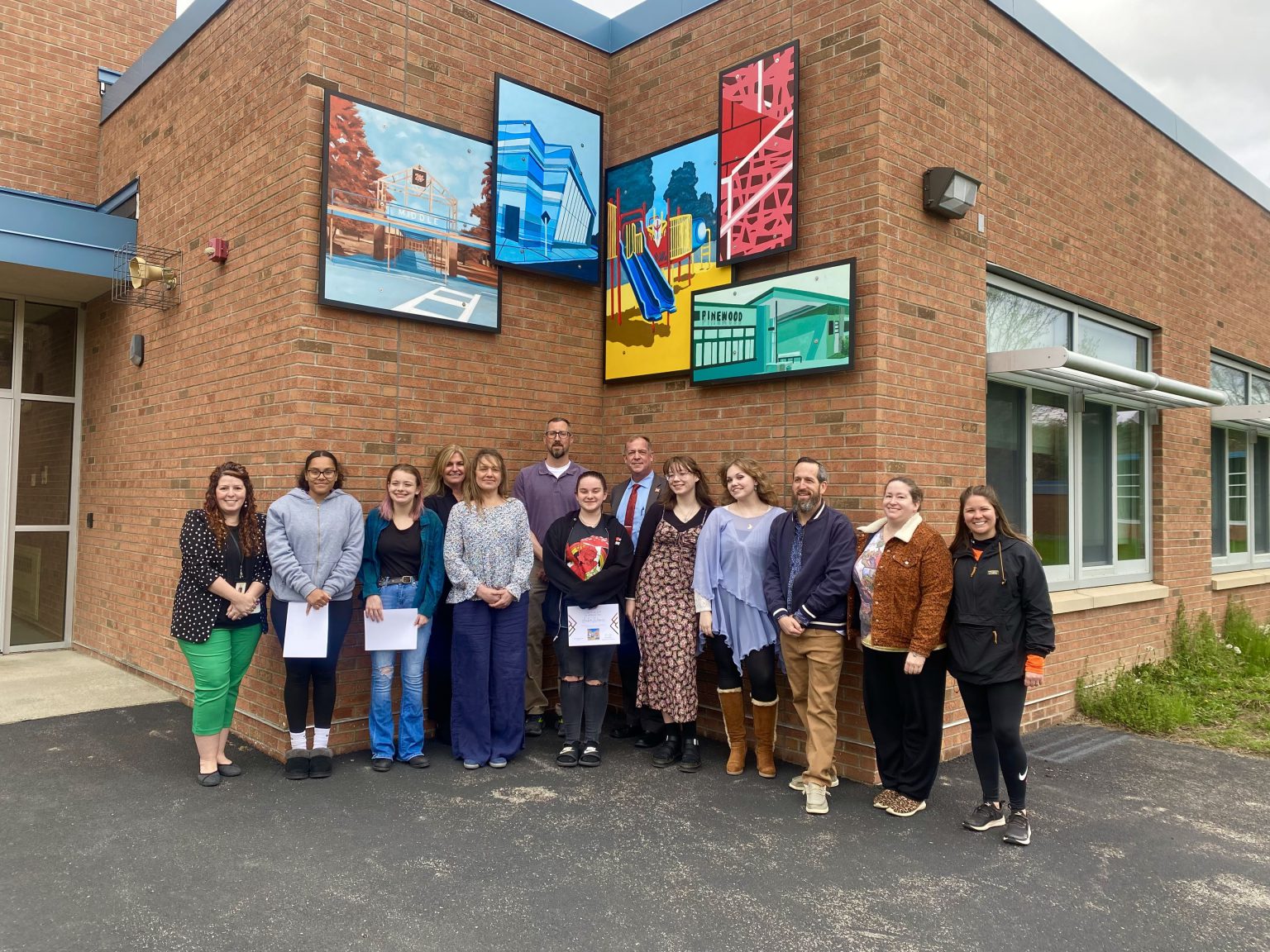 Mural unveiling outside the Mohonasen High School gallery Mohonasen