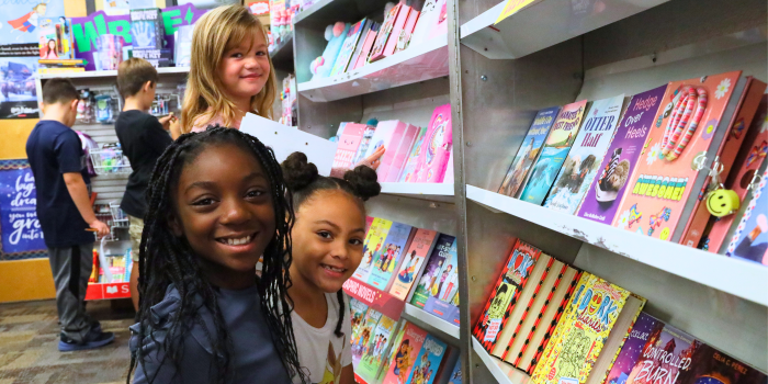 Students at the book fair