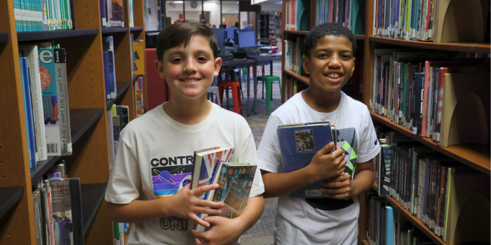 Students in the library
