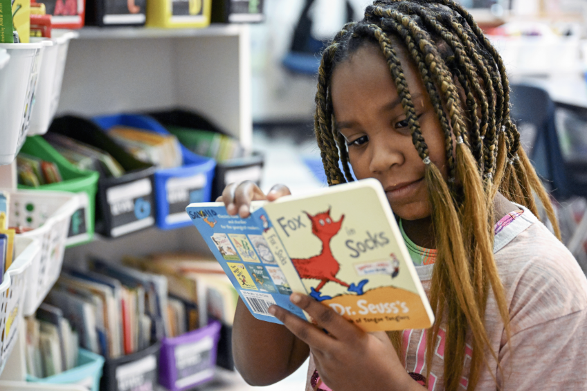 student reading