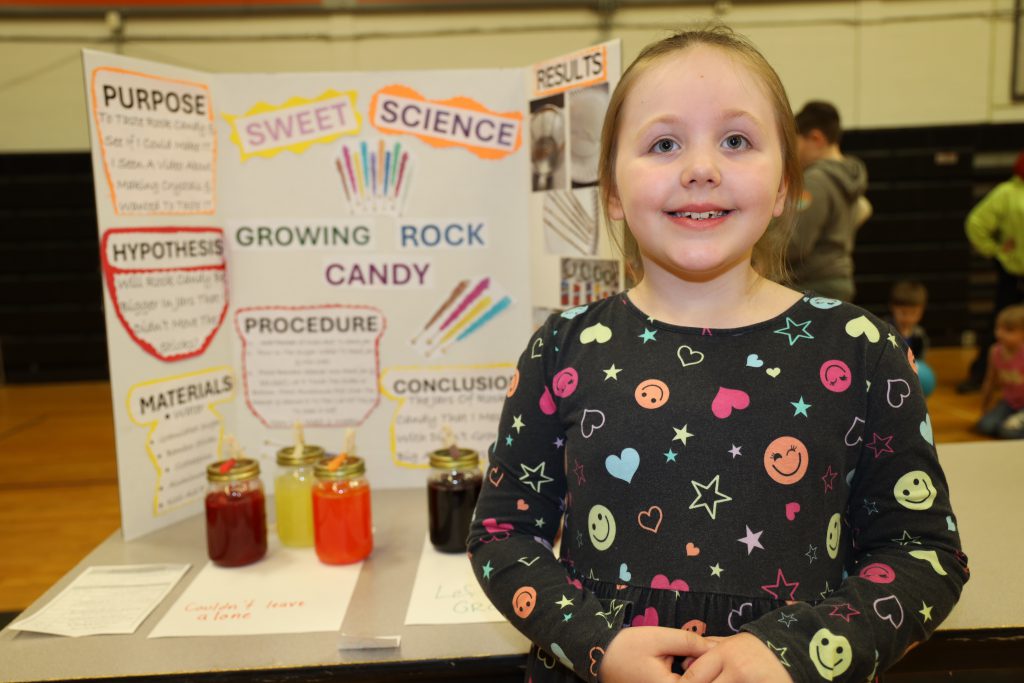 Students at a science fair 