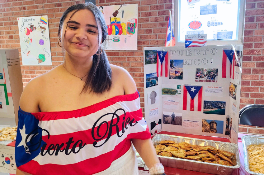 student celebrating Puerto Rico